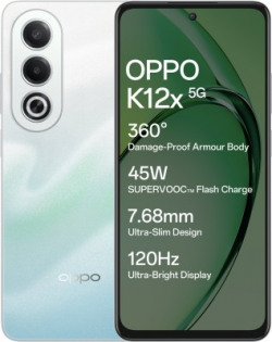 OPPO K12x 5G with 45W SUPERVOOC Charger In-The-Box (Breeze Blue, 128 G