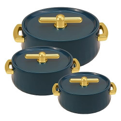 SELVEL GIVING SHAPE TO LIFE! ELEGANCE INNER STEEL CASSEROLE SET OF 3 (