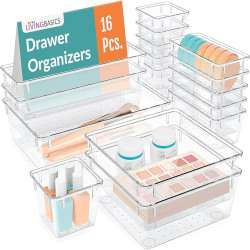 LIVINGBASICS 16 Pcs Unbreakable Drawer Organizer/Drawer Storage Organi