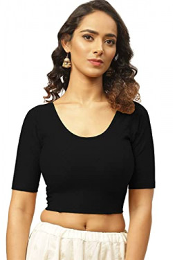 Fressia Fabrics Round Neck Dobby Cotton Lycra Stretchable Elbow Sleeve