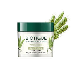 Biotique Wheat Germ Anti- Ageing Night Cream Reduces Fine Lines Lighte