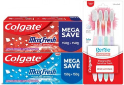 Colgate MaxFresh Red 300g & Blue 300g Toothpaste with Gentle Sensitive