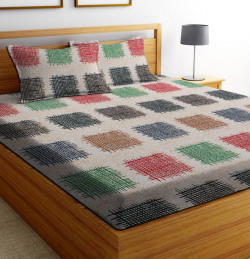 IWS 144 TC Microfiber Double 3D Printed Flat Bedsheet