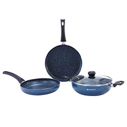Wonderchef Sigma Non-Stick 4-piece Cookware Set | Kadhai with Lid, Dos