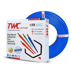 TWC Active Single Core Electrical Wire |Blue, 180 Meter, 1 SQ.MM. |PVC