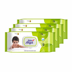 Little Angel Super Soft Cleansing Baby Wipes Lid Pack, Pack of 4,72 co