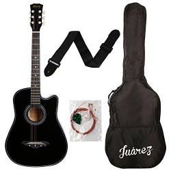 Jurez Acoustic Guitar Kit, 38 Inch Cutaway, 038C with Bag, Strings, Pi
