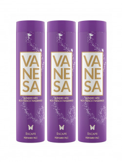 VANESA SET OF 3 ESCAPE PERFUMED TALCUM POWDER WITH RICH FRENCH FRAGRAN