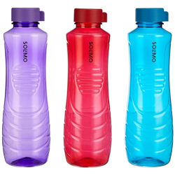 Amazon Brand - Solimo 1 Lt Water Bottle | Multicolor | Set of 3 (Peaco