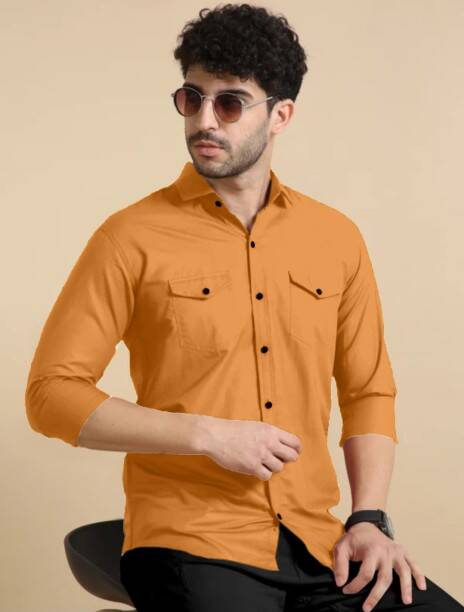 AIA FAB Men Comfort Fit Fit Solid Spread Collar Casual ...
