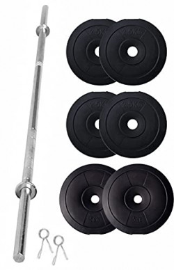 FITBOX SPORTS HOME GYM - W/A BARBELL ROD & WEIGTH PLATES 20KG (2.5KG X
