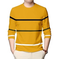 AUSK Round Neck Full Sleeve Regular Fit T-Shirt for Men Color-Mustard