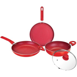 BERGNER INDUCTION BOTTOM NON-STICK COATED COOKWARE SET(ALUMINIUM, 4 -