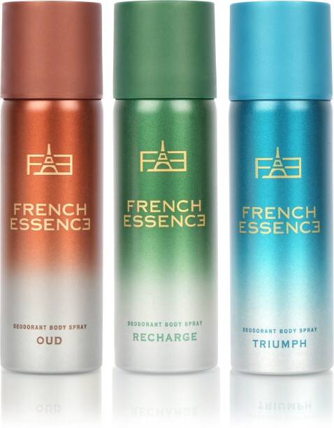 FRENCH ESSENCE Combi Pack of Oud,Triumph,Recharge Deodo...