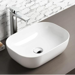 WELL SET PREMIUM DESIGNER CERAMIC TABLE TOP WHITE PLAN WASH BASIN (SIZ