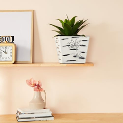 Amazon Brand - Solimo Metal Planter | Sturdy (Farmhouse Design | White