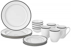 Amazon Brand - Solimo HANDMADE CERAMIC DINNERWARE SET (WHITE,16 PIECES