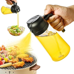 Crasts Oil Spray Bottle for Cooking, Premium Glass 2 in 1 Oil Dispense