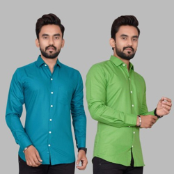 METRONAUT Men Solid Casual Multicolor Shirt(Pack of 2)