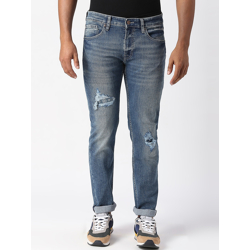 Pepe Jeans Men Slim Fit Low-Rise Mildly Distressed Heavy Fade Jeans