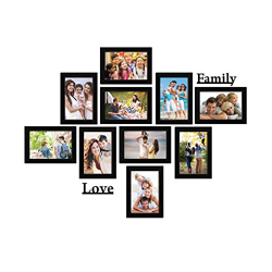 Amazon Brand - Solimo Synthetic Black Photo Frames Set of 10 with Two