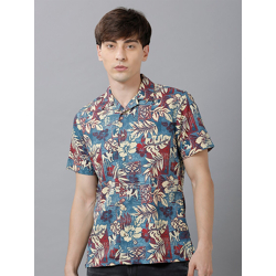 IMYOUNG Men Blue Smart Floral Printed Casual Shirt