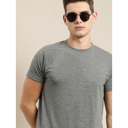 Difference of Opinion Men Charcoal Solid T-shirt