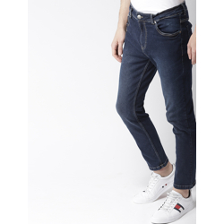 Mast & Harbour Men Navy Blue Skinny Fit Mid-Rise Clean Look Stretchabl
