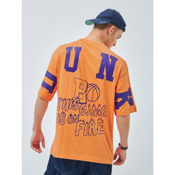 Bewakoof Orange Dunk Graphic Printed Drop Shoulder Sleeves Oversized P