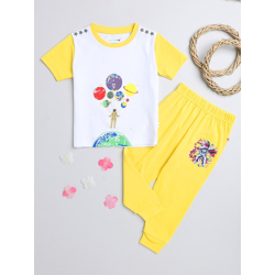 BUMZEE Boys Printed Pure Cotton T-shirt with Pyjamas