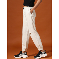 ONLY PLAY WOMEN OFF WHITE SOLID COTTON JOGGERS ONLPPENNY KNEE C