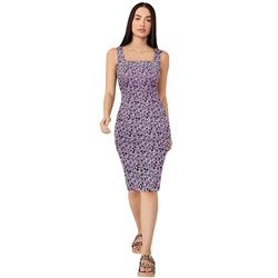 KERI PERRY Women's Pink Imported Lycra Botanical Print Bodycon Regular