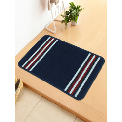 Bedspun Navy Blue & Green Striped Anti-Skid Doormat