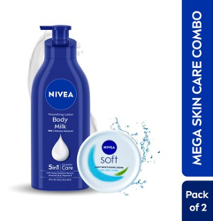 NIVEA NOURISHING BODY MILK, 600ML & SOFT MOISTURIZING CREAM, 300ML(900