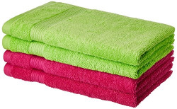 Amazon Brand - Solimo 100% Cotton 4 Piece Hand Towel Set, 500 GSM (Spr