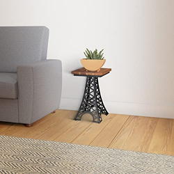 AMAZON BRAND - SOLIMO ZUBKAN END TABLE (METAL & ACACIA WOOD TOP, NATUR