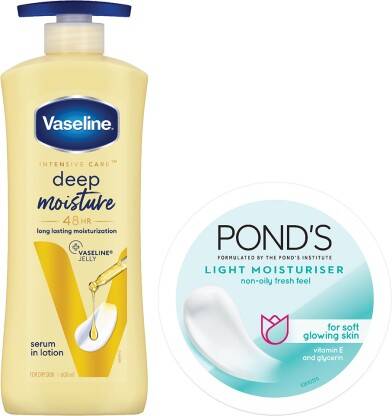 VASELINE + PONDS DEEP MOISTURE SERUM IN LOTION + LIGHT MOISTURISER(800