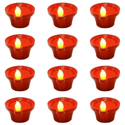 Perpetual Water Sensor Diya for Home Decoration - 12 Pcs Electric Flam