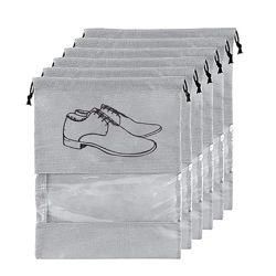 BREDA TRAVEL SHOE POUCH SET - PACK OF 6, GREY TRANSPARENT NON-WOVEN FA