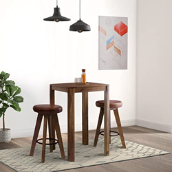 AMAZON BRAND - SOLIMO SYLUS BAR TABLE, 2 STOOLS, ACACIA WOOD, NATURAL