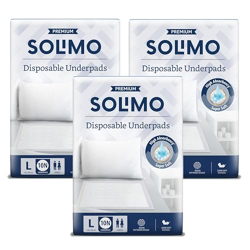 Amazon Brand - Solimo Premium Underpads Large (L) Size, 30 Count| 90 X