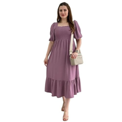 Sheetal Associates Womens Purple Crepe Solid Fit and Flare Knee Length