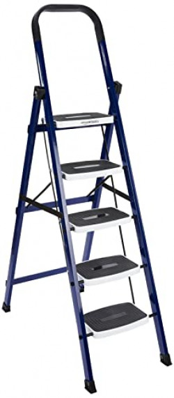 AmazonBasics Super Clamber - Non-Trip and Flat-Foldable Step Ladder, w