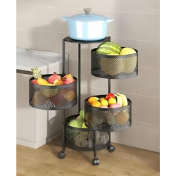 Kitchenwell Round Multi-Purpose Rotatable Trolley Storage Organizer Ki