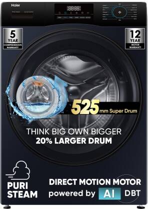 Haier 8 kg AI with Inverter Motor,Puristeam and Refresh Function, Anti
