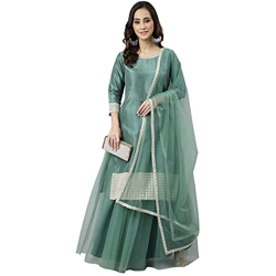 JANASYA WOMEN'S POLYESTER SOLID REGULAR KURTA SET (SET502-KR-SK_MINT G