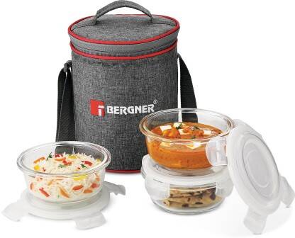 BERGNER Glass Utility Container - 400 ml(Pack of 4, Clear)