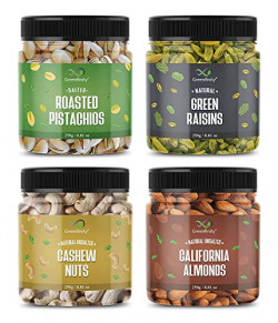 GreenFinity Dry Fruits Combo Pack of Almonds, Cashews, Raisin, Roasted