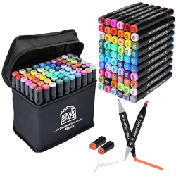 ABOUT SPACE DUAL TIP ART MARKERS 60 COLOURS WITH CARRYING CASE FOR PAI