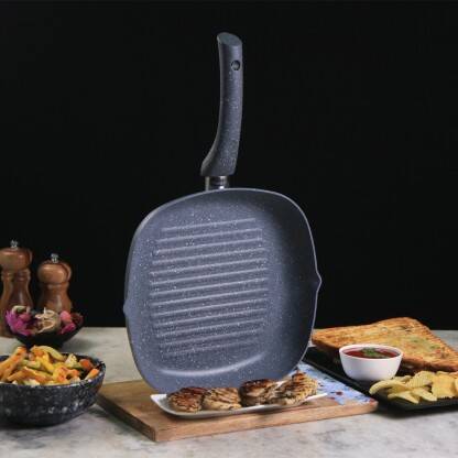 WONDERCHEF Granite Grill Pan 24 cm diameter 1 L capacity(Aluminium, No